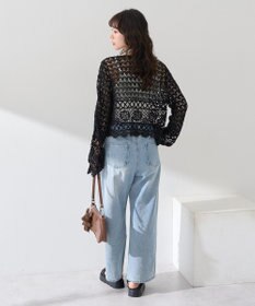 earth music&ecology クロシェ風Ｖネックカーディガン