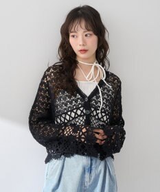 earth music&ecology クロシェ風Ｖネックカーディガン