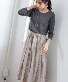 Tiaclasse 【洗える】異素材を組み合わせた花柄ドッキングワンピース