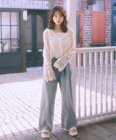 earth music&ecology クロシェ風Ｖネックカーディガン