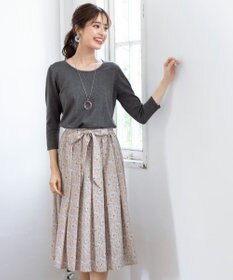 Tiaclasse 【洗える】異素材を組み合わせた花柄ドッキングワンピース