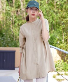 Tiaclasse 【洗える】ピーチスキンシャツチュニックブラウス