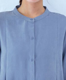 Tiaclasse 【洗える】ピーチスキンシャツチュニックブラウス