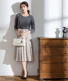 Tiaclasse 【洗える】異素材を組み合わせた花柄ドッキングワンピース