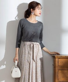 Tiaclasse 【洗える】異素材を組み合わせた花柄ドッキングワンピース