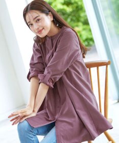 Tiaclasse 【洗える】ピーチスキンシャツチュニックブラウス