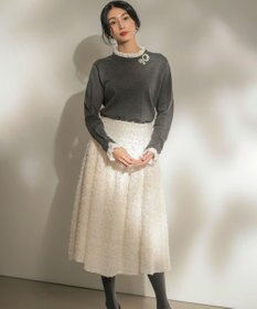 組曲 【WEB限定】レースフリルスタンド ニット