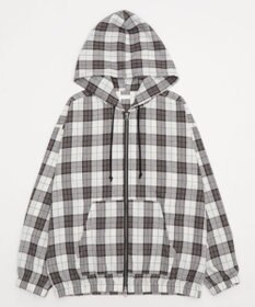 WEGO 【ユニセックス着用ITEM/MLサイズ展開】チェックグラフィックZIPパーカー（LS）