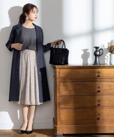 Tiaclasse 【洗える】異素材を組み合わせた花柄ドッキングワンピース