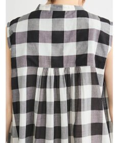 Green Parks インド綿 ギンガムチェックノースリーブワンピース