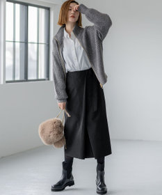 23区 L 【洗える】スパンコールバルキー ダブルジップ ニットブルゾン