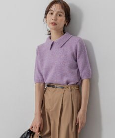 組曲 【加藤ローサさん着用 / 襟取り外し可】スパンコールヤーン 5分袖ニット