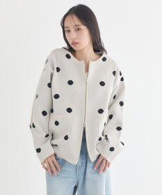 earth music&ecology 【予約】ダブルジップドットカーディガン