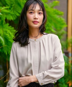 ANY SIS フロントタックバイカラー ブラウス グレージュ×アイボリー