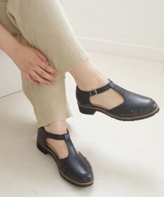 Pointer 本革 通気性Tストラップパンプス