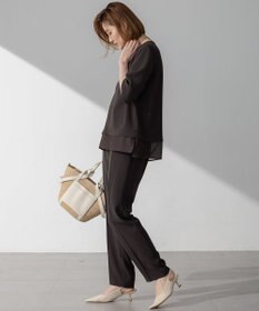 23区 【Oggi7月号掲載/吸水速乾/接触冷感/UVカット】ストレッチジョーゼット テーパード パンツ