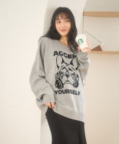 WEGO 【新色追加/ユニセックス着用ITEM/SMLサイズ展開】ジャガードグラフィックプルオーバー（LS）
