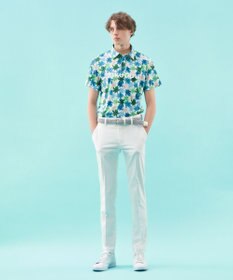 23区GOLF 【MEN】【UVカット】草花柄プリントポロシャツ