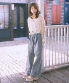 earth music&ecology クロシェ風Ｖネックカーディガン