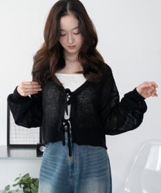 WEGO 【25年秋冬新作】モヘアタッチ2WAYリボンカーデ