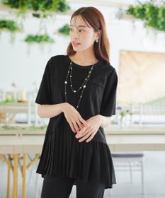 Tiaclasse 【洗える】   メッシュプリーツドッキングプルオーバー