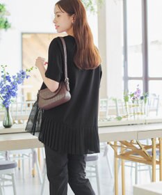 Tiaclasse 【洗える】   メッシュプリーツドッキングプルオーバー