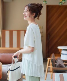 Tiaclasse 【洗える】   メッシュプリーツドッキングプルオーバー