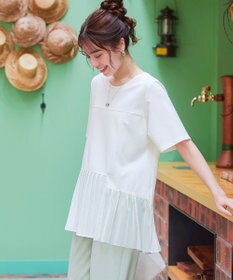 Tiaclasse 【洗える】   メッシュプリーツドッキングプルオーバー