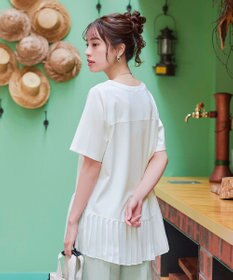 Tiaclasse 【洗える】   メッシュプリーツドッキングプルオーバー