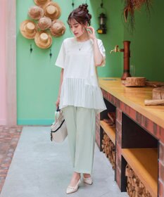 Tiaclasse 【洗える】   メッシュプリーツドッキングプルオーバー