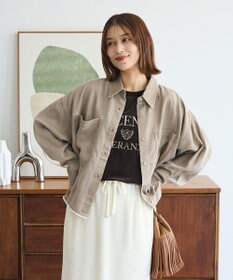 Green Parks 裾フリンジウ゛ィンテージ風シャツ