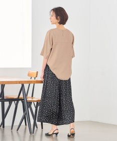 自由区 L 【ウエストゴム・長さ調整可・洗える】ビンテージサテンプリント柄 ガウチョパンツ