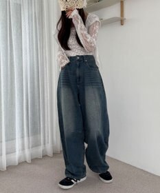 WEGO サマーデニムバレルレッグパンツ