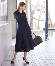 Tiaclasse 【新色追加・洗える】パールボタンプリーツワンピース