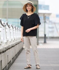 自由区 【XSサイズ~/洗える】ドレーピーポンチラッフルスリーブ カットソー