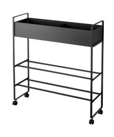 tower キャスター付き 玄関収納ラック タワー ブラック