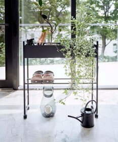 tower キャスター付き 玄関収納ラック タワー ブラック