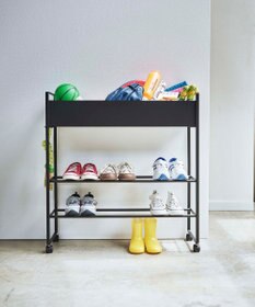 tower キャスター付き 玄関収納ラック タワー ブラック