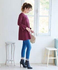 Tiaclasse L 【洗える】ミラノリブ編みのフレア袖ニットチュニック