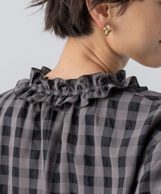 23区 L 【WEB&一部店舗限定】ブロックチェック フリル ブラウス