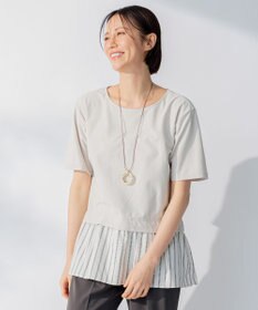 自由区 【洗える】コンビネーションシャーティング ペプラムデザイン カットソー