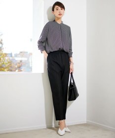 ICB 【WEB限定カラーあり・速乾・洗える】BackSatinAmunzen バンドカラーブラウス