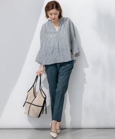 23区 S 【洗える】リネンレーヨンストレッチ テーパード パンツ