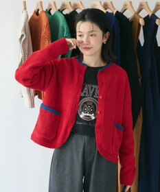 CRAFT STANDARD BOUTIQUE キナリノコラボ/洗える配色モールニットカーディガン/24AW