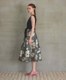 GRACE CONTINENTAL ドットボタニカルジャガードドレス