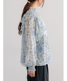 Te chichi フラワーパターンシアーフリルブラウス