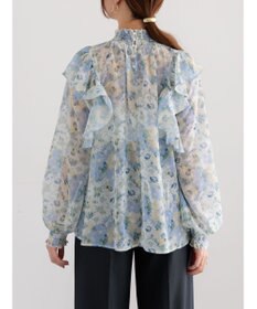 Te chichi フラワーパターンシアーフリルブラウス