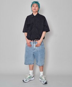 WEGO 【ユニセックス着用ITEM/MLサイズ展開/ウエストゴム】ボクサードッキングデニムショーツ