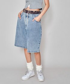 WEGO 【ユニセックス着用ITEM/MLサイズ展開/ウエストゴム】ボクサードッキングデニムショーツ