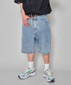 WEGO 【ユニセックス着用ITEM/MLサイズ展開/ウエストゴム】ボクサードッキングデニムショーツ